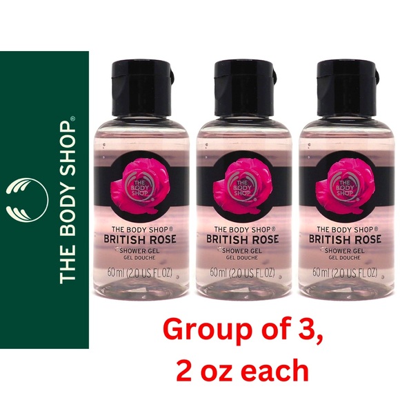 🌹NEW Group of 3, British Rose Shower Gel by The Body Shop, travel sized - Picture 1 of 2